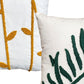 17 x 17 Inch 2 Piece Square Cotton Accent Throw Pillow Set Leaf Embroidery White Green Yellow By The Urban Port UPT-272775
