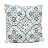 17 x 17 Inch Decorative Square Cotton Accent Throw Pillow with Classic Damask Print Blue and White By The Urban Port UPT-272777