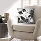 17 x 17 Inch Decorative Square Cotton Accent Throw Pillow with Classic Floral Print Black and White UPT-272778