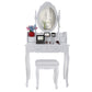 Ren 30 Inch 3 Piece Vanity Desk Set with Rotating Mirror and Matching Stool 4 Drawers Pure White Solid Wood By The Urban Port UPT-272876