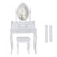 Ren 30 Inch 3 Piece Vanity Desk Set with Rotating Mirror and Matching Stool 4 Drawers Pure White Solid Wood By The Urban Port UPT-272876