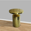 Zoe 19 Inch Modern Industrial Round Metal Side Accent Table with Pedestal Base Glossy Brass By The Urban Port UPT-272898