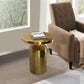 Zoe 19 Inch Modern Industrial Round Metal Side Accent Table with Pedestal Base, Glossy Brass By The Urban Port