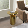 Zoe 19 Inch Modern Industrial Round Metal Side Accent Table with Pedestal Base, Glossy Brass By The Urban Port