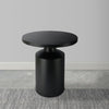 Zoe 20 Inch Modern Round Iron Side Table with Pedestal Base Matte Black By The Urban Port UPT-272899