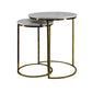21 18 Inch Transitional Style Round Marble Top Nesting End Table Set of 2 Metal Frame White Brass By The Urban Port UPT-272902
