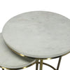 21 18 Inch Transitional Style Round Marble Top Nesting End Table Set of 2 Metal Frame White Brass By The Urban Port UPT-272902