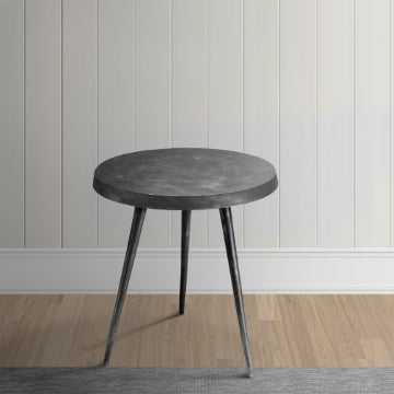23 Inch Round Modern Minimalist Metal Side Table with Tripod Base Charcoal Black By The Urban Port UPT-272903