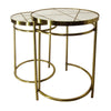 22 20 Inch Round 2 Piece Marble Top Nesting End Table Set with Metal Frame Brass Inlay White By The Urban Port UPT-272905