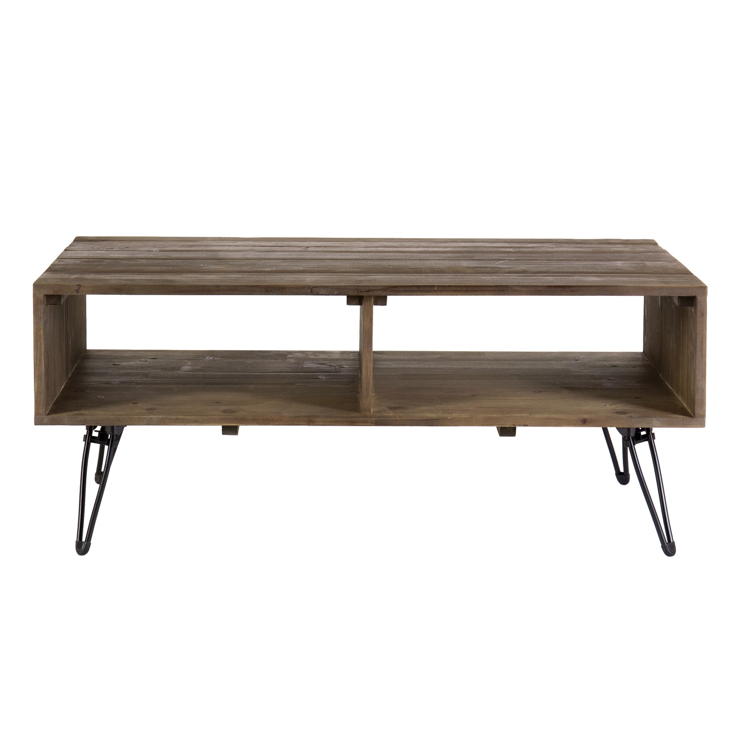 Betsy 42 Inch Reclaimed Wood Rectangle Farmhouse Coffee Table With Storage Iron Legs Natural Brown By The Urban Port UPT-273091