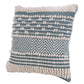 18 x 18 Handcrafted Cotton Accent Throw Pillow, Wavy Woven Pattern, Soft Textured Beads, Blue, White By The Urban Port