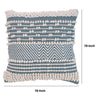 18 x 18 Handcrafted Cotton Accent Throw Pillow Wavy Woven Pattern Soft Textured Beads Blue White By The Urban Port UPT-273455