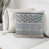 18 x 18 Handcrafted Cotton Accent Throw Pillow Wavy Woven Pattern Soft Textured Beads Blue White By The Urban Port UPT-273455