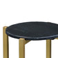 Ivy 24.5 Inch Marble Top Accent Round Side Table with Metal Frame Black and Gold By The Urban Port UPT-273473