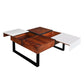 Byron 35 Inch Acacia Wood Square Coffee Table 2 Slide Out Storage White Mahogany Brown By The Urban Port UPT-273477