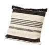 18 x 18 Square Cotton Decor Accent Throw Pillow, Herringbone Design, Embroidery, Cream, Black By The Urban Port