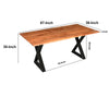 67 Inch Rectangular Dining Table with Crossed Black Metal Legs and Natural Brown Faux Live Edge Acacia Wood Top By The Urban Port UPT-273760