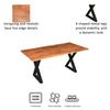 67 Inch Rectangular Dining Table with Crossed Black Metal Legs and Natural Brown Faux Live Edge Acacia Wood Top By The Urban Port UPT-273760