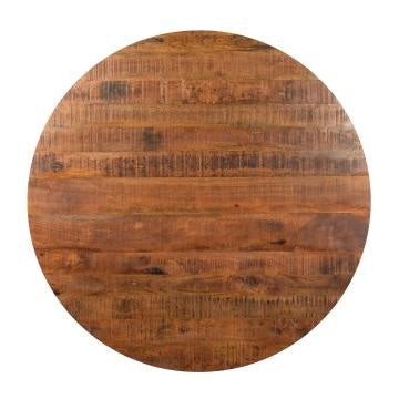 48 Inch Handcrafted Dining Table Solid Mango Wood Round Top with Iron Crisscrossed Legs Natural Brown and Black By The Urban Port UPT-273762