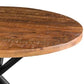 48 Inch Handcrafted Dining Table Solid Mango Wood Round Top with Iron Crisscrossed Legs Natural Brown and Black By The Urban Port UPT-273762