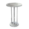 Cyrus 18 Inch Round Accent Side Table Textured Top Cast Aluminum Arched Cut Out Glossy Silver By The Urban Port UPT-274820
