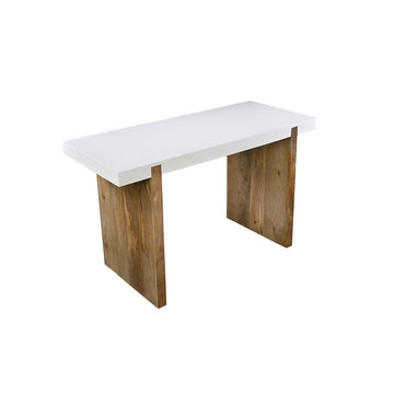 Kerry 48 Inch Rectangular Mango Wood Console Table Sled Base Glossy White Natural Brown By The Urban Port UPT-276362