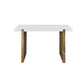 Kerry 48 Inch Rectangular Mango Wood Console Table, Sled Base, Glossy White, Natural Brown By The Urban Port