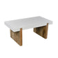 Kerry 38 Inch Mango Wood Coffee Table Rectangular Sled Base Glossy White Natural Brown By The Urban Port UPT-276364