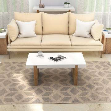 Kerry 38 Inch Mango Wood Coffee Table Rectangular Sled Base Glossy White Natural Brown By The Urban Port UPT-276364