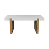 Kerry 38 Inch Mango Wood Coffee Table, Rectangular, Sled Base, Glossy White, Natural Brown By The Urban Port