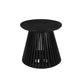 Ridge 20 Inch Handcrafted Mango Wood Round End Side Table Slatted Flared Base Black By The Urban Port UPT-276559
