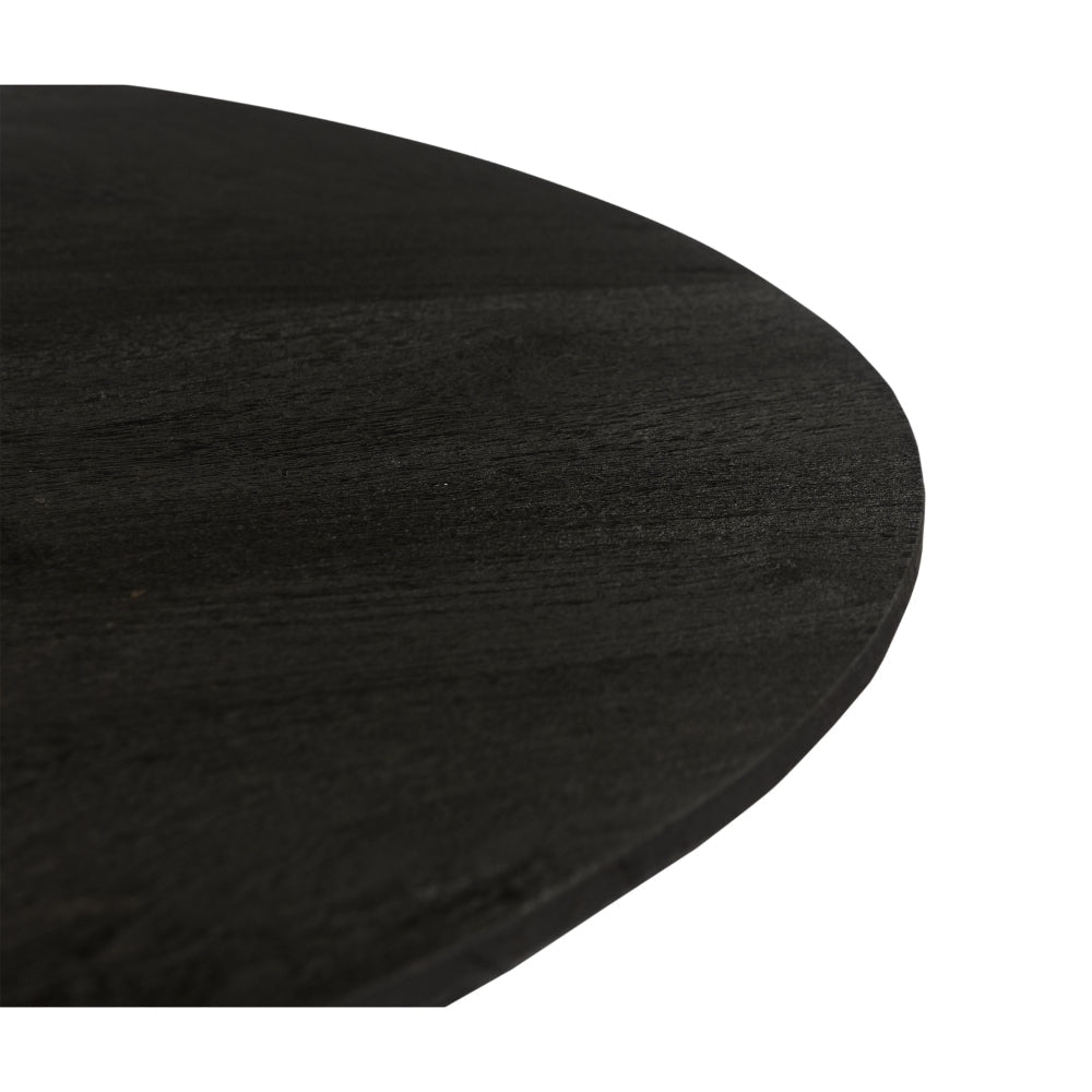 Ridge 47 Inch Handcrafted Mango Wood Round Dining Table Slatted Flared Base Black By The Urban Port UPT-276560