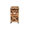 31 Inch Handcrafted Rustic Mango Wood Bar Cart Trolly with 3 Drawers and 6 Wine Bottle Holders By The Urban Port UPT-276564