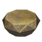 36 Inch Diamond Shape Drum Coffee Table, Octagon Top, Faceted Textured Sides, Aluminum, Antique Brass By The Urban Port