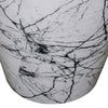 16 Inch Round Accent Side Table Aluminum Sheet Faux Marble Enamel Coating White By The Urban Port UPT-276799