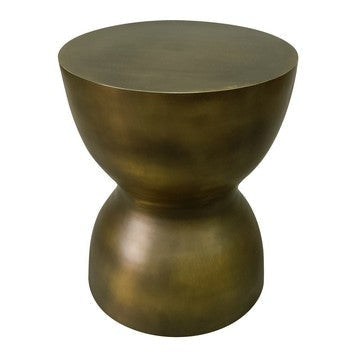 17 Inch Round End Accent Table Cast Aluminum Hourglass Shape Antique Brass Black By The Urban Port UPT-276803