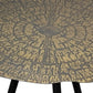 16 Inch Iron Accent End Table Abstract Tabletop Artisanal Engravings Antique Brass Black By The Urban Port UPT-276806