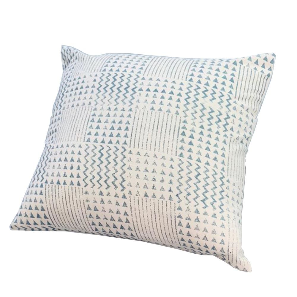 18 x 18 Handcrafted Square Cotton Accent Throw Pillow Aztec Minimalistic Print Blue White By The Urban Port UPT-280400