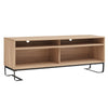 60 Inch Modern TV Media Entertainment Console, 4 Compartments, Metal Frame Base, Light Oak Brown By The Urban Port