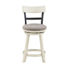 24 Inch Handcrafted 360 Degree Swivel Counter Stool Curved Open Back White Wood Frame Cream Cushioned Seat By The Urban Port UPT-295409