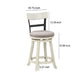 24 Inch Handcrafted 360 Degree Swivel Counter Stool Curved Open Back White Wood Frame Cream Cushioned Seat By The Urban Port UPT-295409