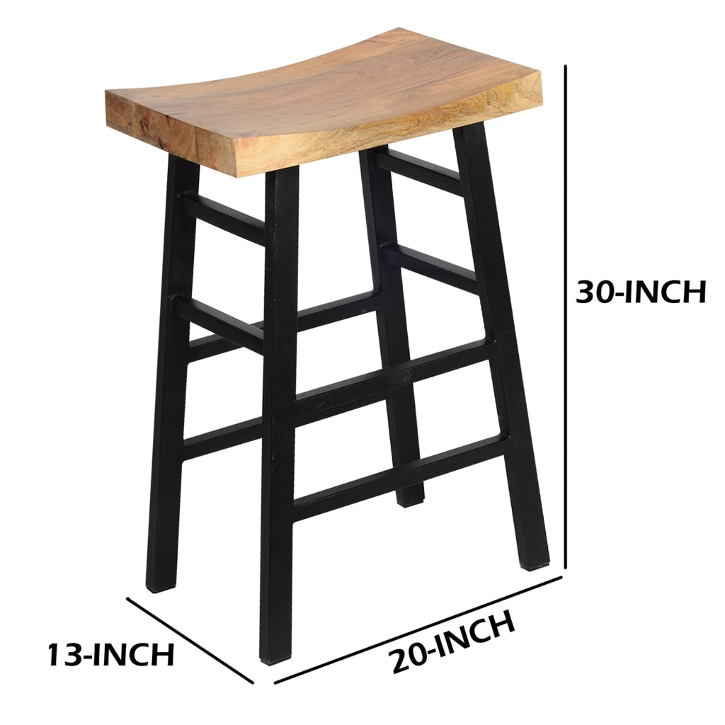 30 Wooden Saddle Seat With Ladder Base Brown and Black By The Urban Port UPT-636042216
