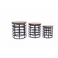 Round Nesting Coffee Tables With Caged Metal Base, Black And Brown, Set Of 3 By The Urban Port