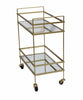 Modern Style Tubular Iron Bar Cart with 2 Mirrored Shelves Gold By The Urban Port UPT-71700