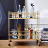 Modern Style Tubular Iron Bar Cart with 2 Mirrored Shelves, Gold By The Urban Port