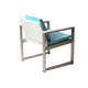 Anodized Aluminum Upholstered Cushioned Chair with Rattan White/Turquoise BM172111