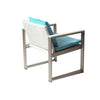 Anodized Aluminum Upholstered Cushioned Chair with Rattan White/Turquoise BM172111