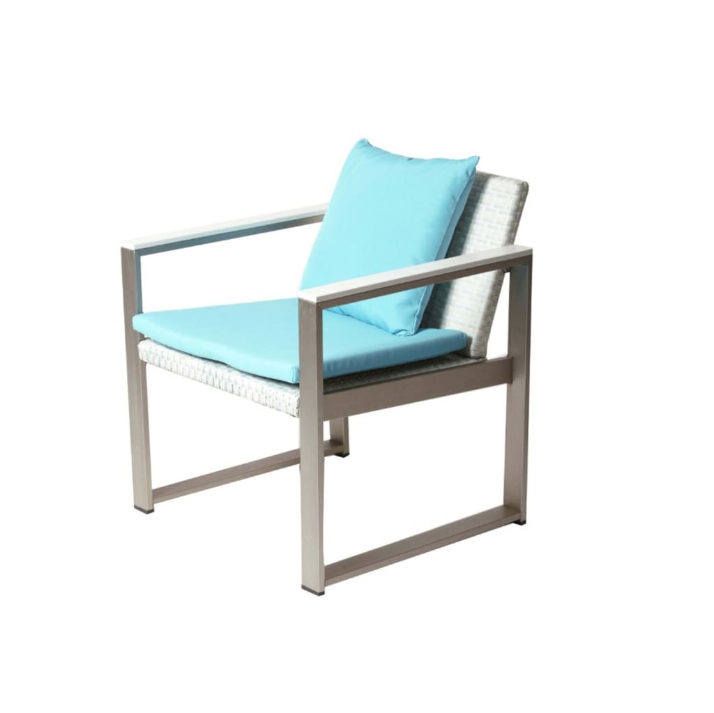 Anodized Aluminum Upholstered Cushioned Chair with Rattan White/Turquoise BM172111