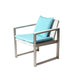 Anodized Aluminum Upholstered Cushioned Chair with Rattan White/Turquoise BM172111