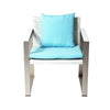 Chair | Anodized Aluminum | Cushioned | Rattan Accents | White & Turquoise
